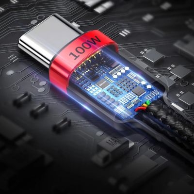 13. Baseus CATKLF-AL91 USB-C – USB-C PD QC-Kabel 100 W 5 A 480 Mbit/s 2 m – Schwarz und Rot