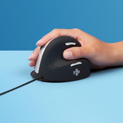 4. Ergonomische Maus für Rechtshänder R-Go Pele HE USB groß schwarz/silber (Einzelhandel)