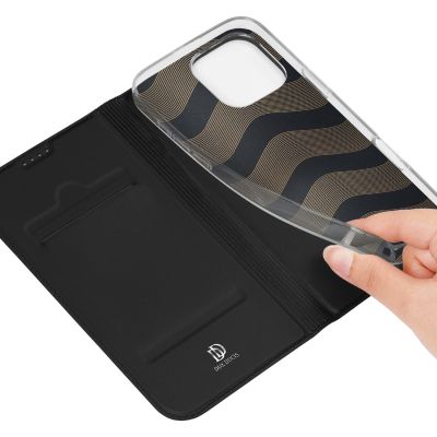 9. Dux Ducis Skin Pro Hülle für iPhone 16 Pro mit Klappe und Kartenfach – Schwarz