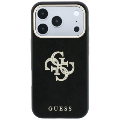 3. Guess Smooth & Big Strass Logo Hülle für iPhone 18 Pro Max / 17 Pro Max - Schwarz