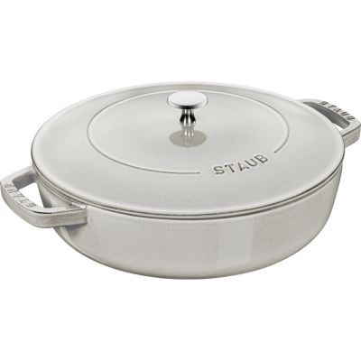 2. STAUB Gusseiserne Schmorpfanne mit Deckel 28 cm, Trüffel