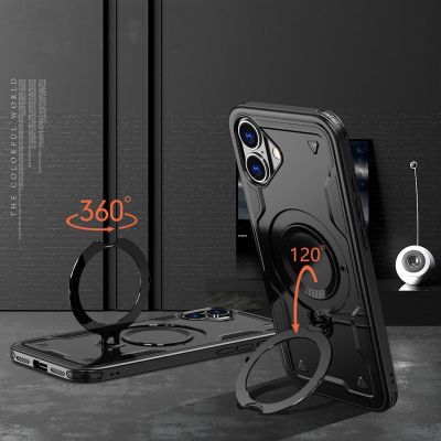 3. Hybrid Armor Trendige Hülle mit MagSafe für iPhone 16 – Schwarz