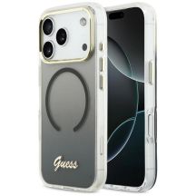 Guess IML Gradient Script Metal MagSafe Hülle für iPhone 17 Pro Max - Schwarz