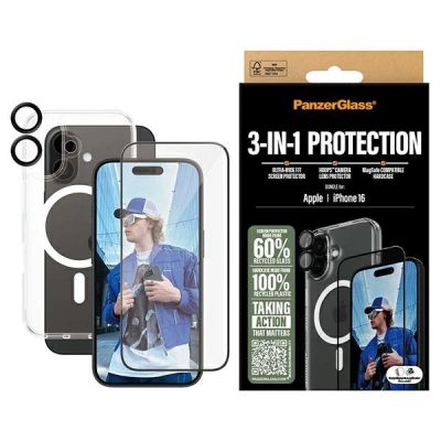 PanzerGlass Bundle 3in1 iPhone 16 6,1" D3O Hardcase + Displayschutzfolie UWF+ Objektiv B1291+2861+1283