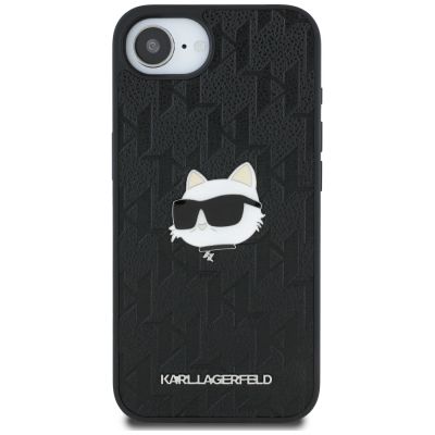 3. Karl Lagerfeld Monogramm Choupette Kopf Pin iPhone 16e Hülle - Schwarz