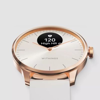 3. Withings Scanwatch Light – eine Uhr mit EKG-Funktion, Herzfrequenz- und SpO2-Messung sowie Aktivitäts- und Schlafüberwachung (37 mm, Roségold-Sand)