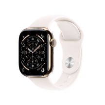 Apple Watch Series 11 GPS + Cellular 46mm Gold Titan Gehäuse mit hellrosa Sportarmband - M/L (MFD64ZR/A)