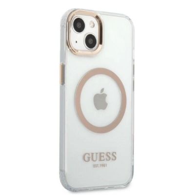 4. Guess GUHMP13MHTRMD iPhone 13 6.1 "Gold / Gold Hartschalenetui Metal Outline Magsafe