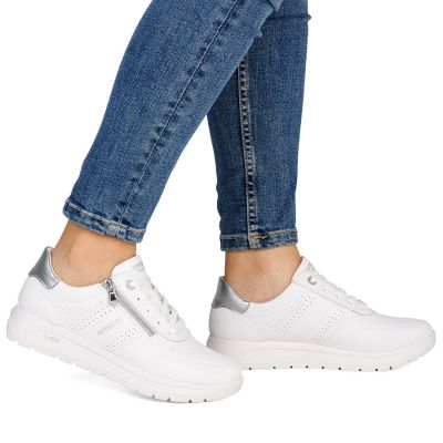 5. Weiße Damen-Sportschuhe aus Leder, Remonte Rieker D2V03-80