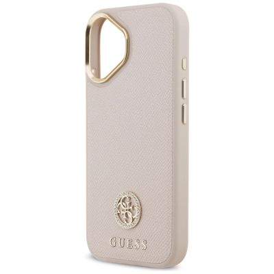 6. Guess MagSafe-Hülle mit genarbtem Strass-Logo für iPhone 17 – rosa