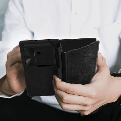 9. Nillkin Qin Pro Hülle für Samsung Galaxy Z Fold 7 mit S Pen Space – Schwarz