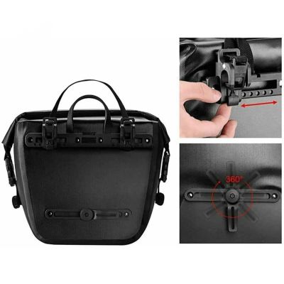 5. Rockbros AS-003-1BK wasserdichte Fahrradtasche mit Schultergurt, Vorder-/Hinterradbefestigung, 10-14 l – schwarz