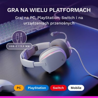 9. Glorious Gaming Glorious GHS Eternal RGB – RGB-Stereo-Gaming-Kopfhörer für PC, PS5, PS4, Switch – Speziell abgestimmte Treiber, abnehmbares Mikrofon, USB-C – Robust und komfortabel für 24/7 – Weiß