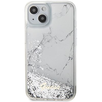 3. Guess Liquid Glitter Marble Hülle für iPhone 14 – Weiß