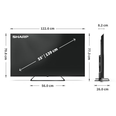 8. Sharp Smart TV 55HP6265E 55" Google TV UHD Schwarz
