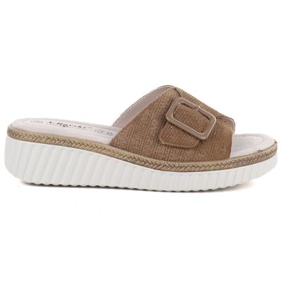 Braune Keilsandalen aus Leder für Damen, S.Barski 7002
