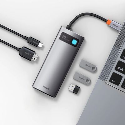 9. Baseus Metal Gleam Series 5-in-1 Multifunktions-HUB USB Typ C - USB Typ C Stromversorgung 100 W / HDMI 4K 30 Hz / 3x USB 3.2 Gen 1 (CAHUB-CX0G)