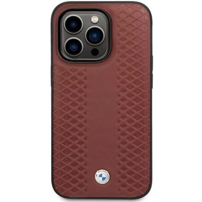 3. Hülle BMW BMHCP14X22RFGR iPhone 14 Pro Max 6.7" Burgund/Bordeaux Leder Rautenmuster