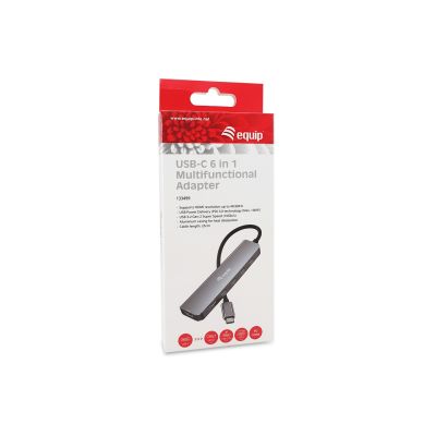 4. USB Equip 133499 6-in-1-Adapter USB 3.2 Gen 2 (3.1 Gen 2) Typ-C Grau