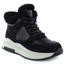 Schwarze Damen-Ankle-Boots aus Leder mit Plateausohle, Filippo DBT7240