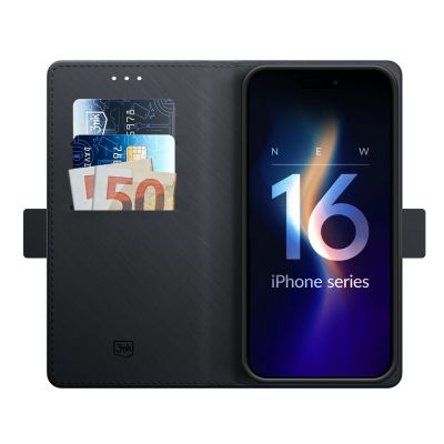 4. 3mk Wallet Case für iPhone 16 Plus – Schwarz