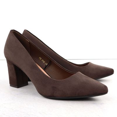 3. Schokoladenbraune Wildlederpumps für Damen mit Blockabsatz, Sergio Leone PB414