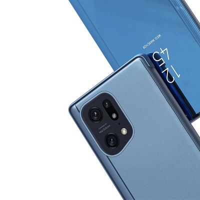 6. Clear View Case Hülle für Oppo Find X5 Pro Hülle mit Klappe schwarz