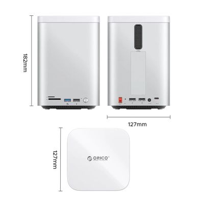 2. Orico MiniTower Dockingstation mit Festplatteneinschüben für bis zu 56 TB – Silber