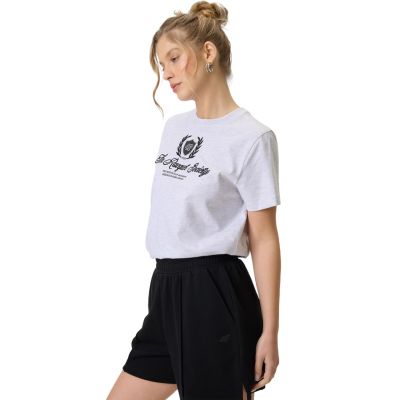 4. Damen-T-Shirt 4F F2738, kühles Hellgrau-Melange 4FWSS26TTSHF2738, Größe 27M