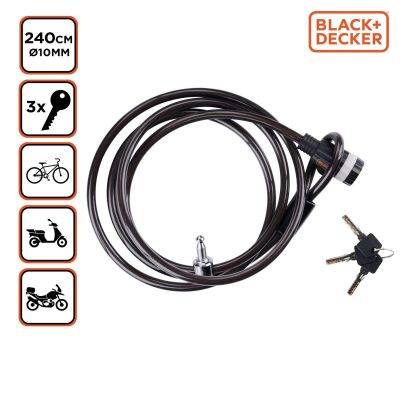 4. Fahrradschloss mit Kabelschloss 10x2400MM Familie Black+Decker