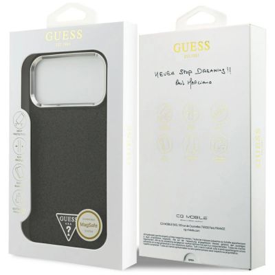 8. Guess Glitter Triangle Logo MagSafe Case für iPhone 17 Pro Max - Schwarz