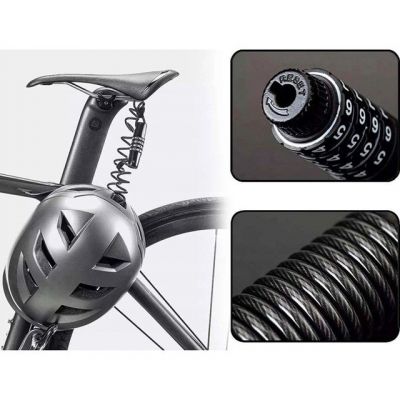 4. Fahrradschloss Rockbros T609 mit Zahlencode, 1,5 m – schwarz