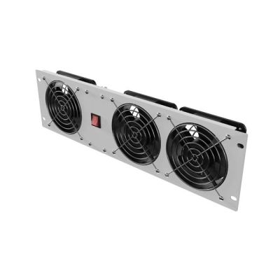 4. LANBERG Vertikal-Lüftungspanel 3 HE 19" für Rack-Schränke, drei Lüfter, 230 V, grau