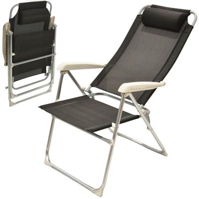 Hochwertiger Deluxe-Campingstuhl mit Kopfstütze, Aluminium, Anthrazit, Redcliffs