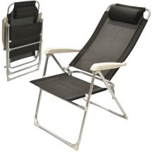 Hochwertiger Deluxe-Campingstuhl mit Kopfstütze, Aluminium, Anthrazit, Redcliffs