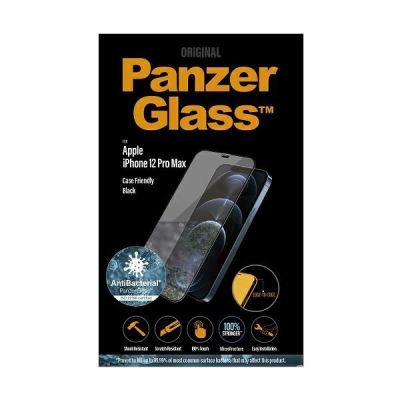 3. PanzerGlass E2E Super+ Microfracture antibakterielles gehärtetes Glas für iPhone 12 Pro Max – mit schwarzem Rahmen