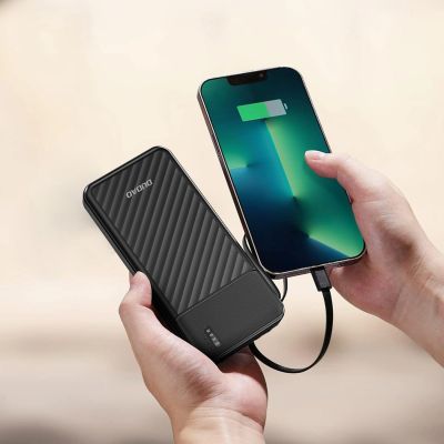 2. Dudao K11 10000mAh Powerbank mit integrierten Kabeln - Schwarz