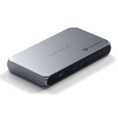 Satechi Thunderbolt 4 Slim Hub Pro - USB-C-Hub (DC 20V-Anschluss, USB 3.2 Gen 2-Datenanschluss, 3x Thunderbolt 4-Anschluss) (Space Grau)