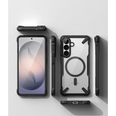 5. Ringke Fusion X Magnetische MagSafe Hülle für Samsung Galaxy S26+ - Transparent Schwarz