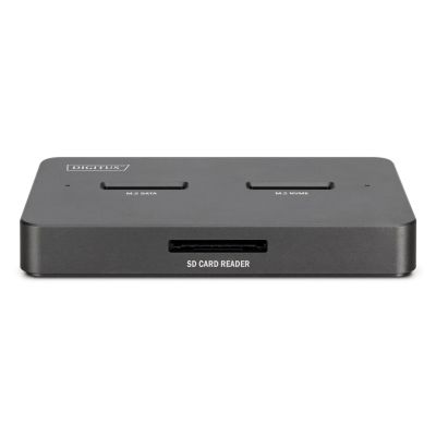 3. USB-C 3.2 Gen2 Dockingstation für M.2 Duo NVMe- und SATA-SSDs (max. 2 x 4 TB) mit SD-Express 7.1-Kartenleser (max. 2 TB), Schwarz