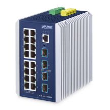 PLANET IP30 Industrieller L3 16-Port Managed Gigabit Ethernet (10/100/1000) Aluminium, Blau
