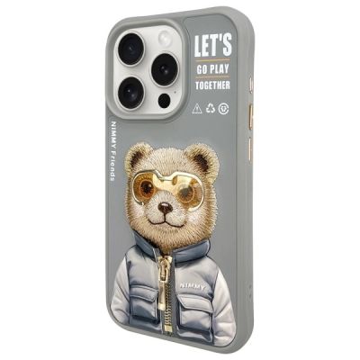 2. Nimmy Cool&Cute 2.0 Bear Case für iPhone 15 Pro - Grau