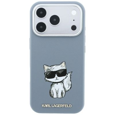3. Karl Lagerfeld Smooth Choupette Sketch MagSafe Hülle für iPhone 18 Pro Max / 17 Pro Max – Hellblau