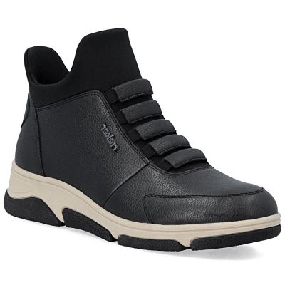 Schwarze, gefütterte Damen-Ankle-Boots aus Leder von Rieker (Modell L5651-01)