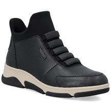 Schwarze, gefütterte Damen-Ankle-Boots aus Leder von Rieker (Modell L5651-01)
