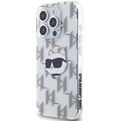 2. Karl Lagerfeld IML Choupette Head & Monogram Hülle für iPhone 15 Pro – transparent