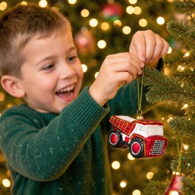 6. GLAS-CHRISTBAUMSCHMUCK IN FORM EINES KIPPLASTERS MICA