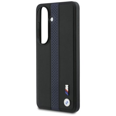 6. BMW MagSafe-Hülle mit perforiertem Streifenlogo für Samsung Galaxy S26 – Blau