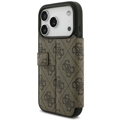 5. Guess Book 4G Metall-Logo-Hülle für iPhone 18 Pro / 17 Pro – Braun