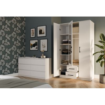 6. ROMANA KLEIDERSCHRANK 120X205 WEISS MIT SPIEGEL